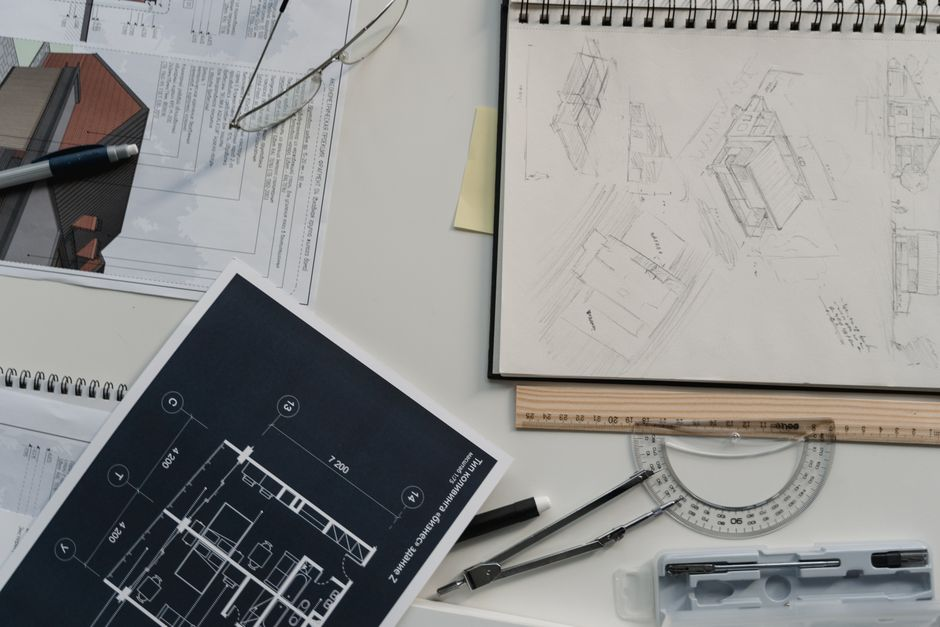 Architectural floor plan sketches for a compact accessory dwelling unit showing room layout options.