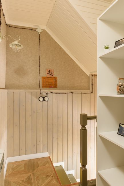 Interior home details including an attic access hatch, wall vent, and baseboard area where rodent activity may connect between spaces.