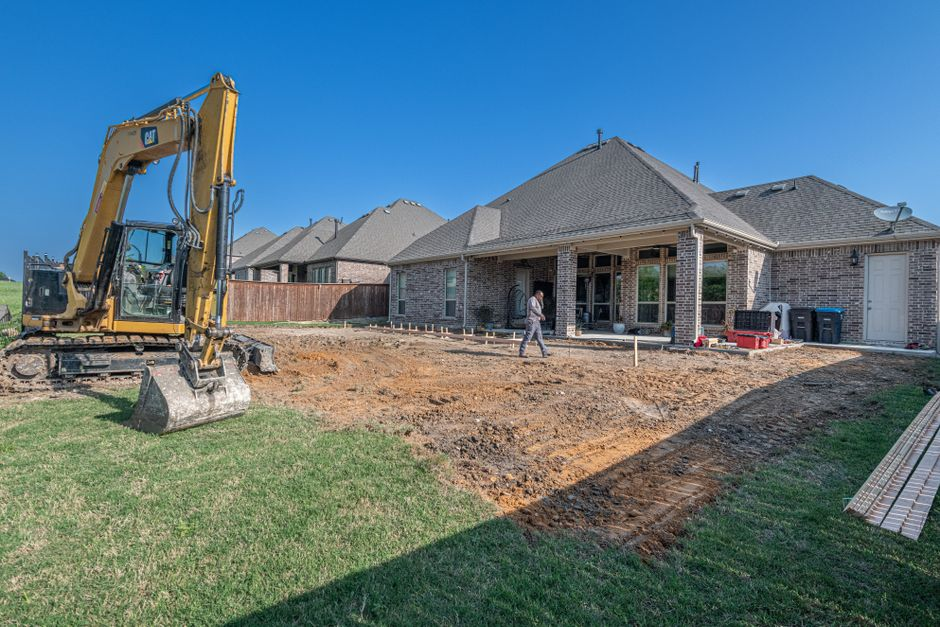 A collage-style comparison of a detached backyard ADU, a converted garage exterior, and a home addition under construction.