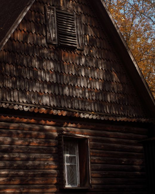 Exterior view of attic ventilation on a house, showing vents and screening.