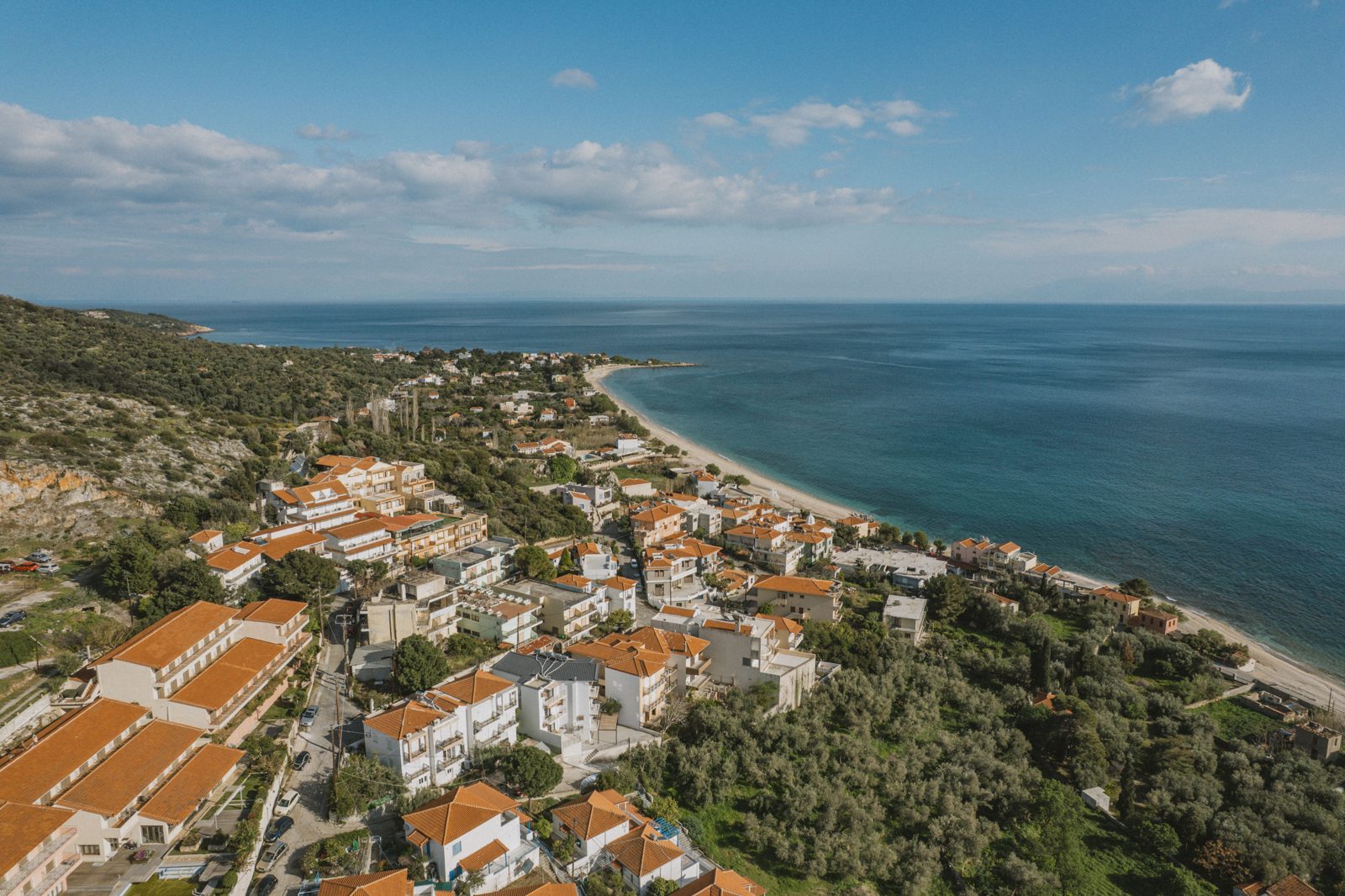 Coastal view, townscape, blue sea