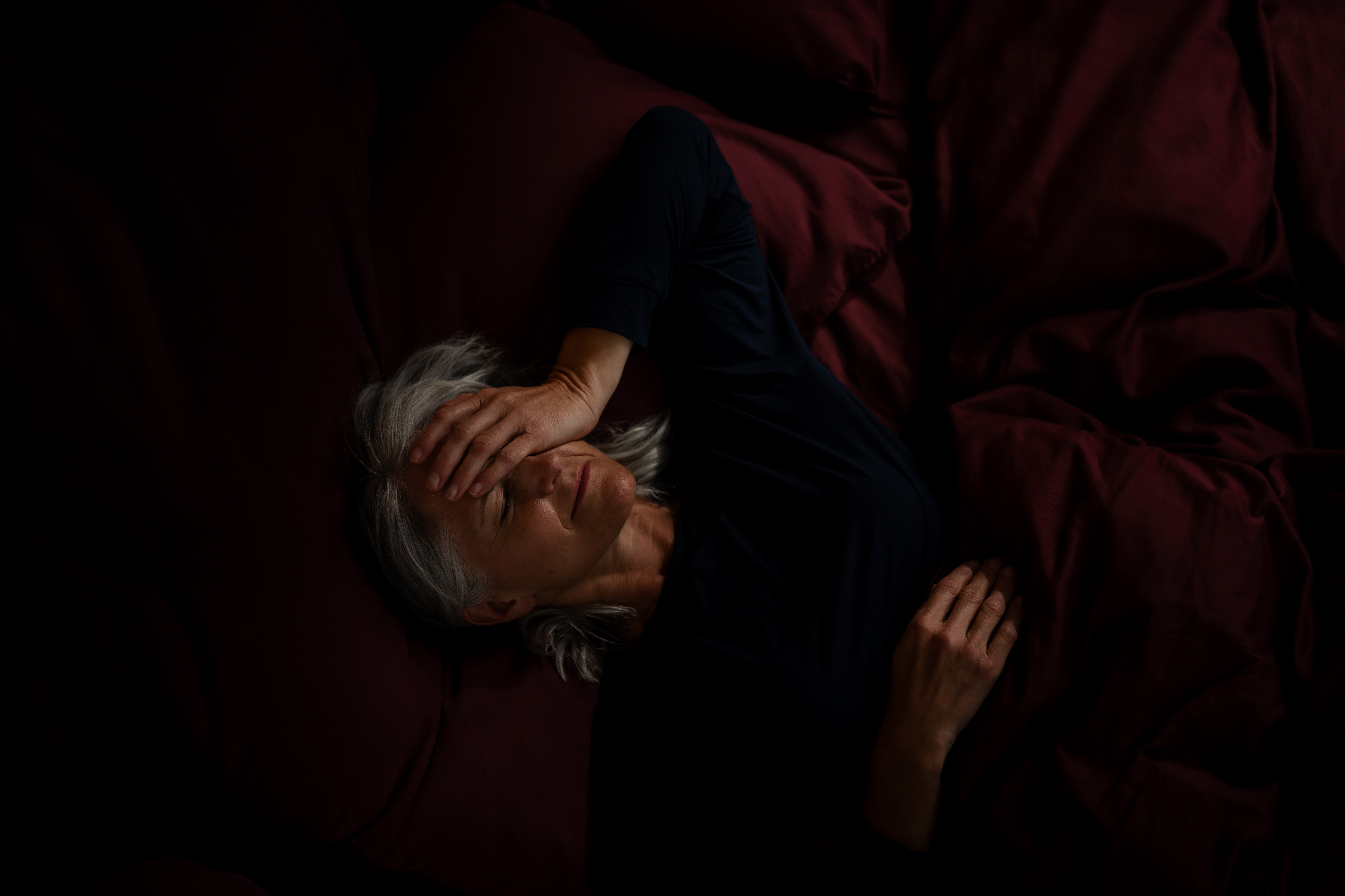 Woman, bed, stress